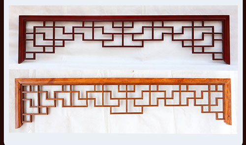 江北中式花格吊顶门楣挂落仿古落地罩在实际案例中的展示