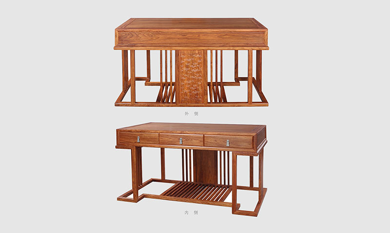 江北 别墅中式家居书房装修实木书桌效果图