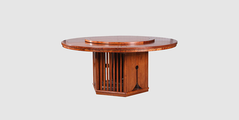 江北中式餐厅装修天地圆台餐桌红木家具效果图