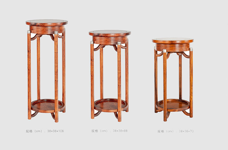 江北中式家庭装修实木花架组合家具效果图