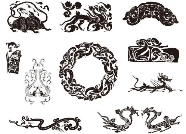 江北龙纹和凤纹的中式图案